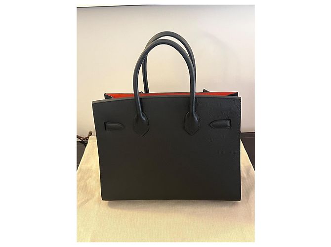 Hermès Birkin 30 Sellier Epsom Nero Arancio Arancione - vista 7