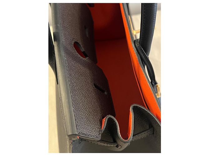 Hermès Birkin 30 Sellier Epsom Nero Arancio Arancione - vista 9