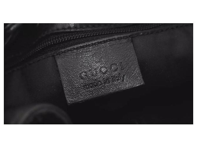Bamboo Borsa a cordoncino in bambù GUCCI GG canvas pelle 0014033 nera 1974L Nero - vista 4