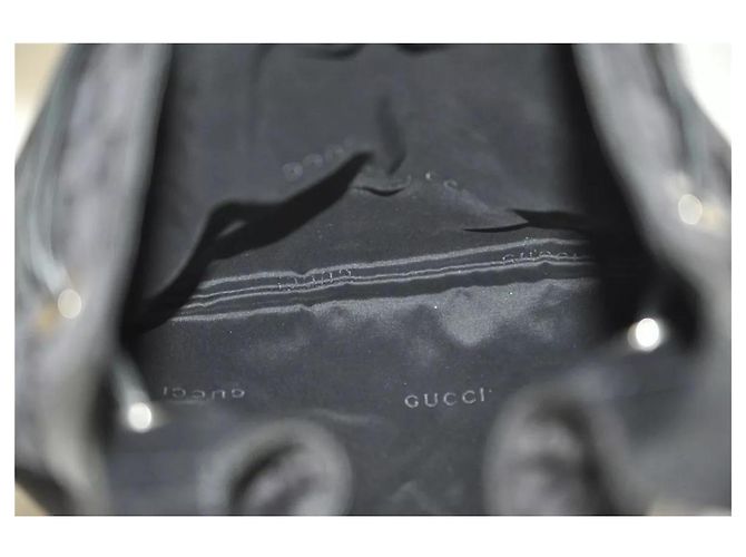Bamboo Borsa a cordoncino in bambù GUCCI GG canvas pelle 0014033 nera 1974L Nero - vista 5