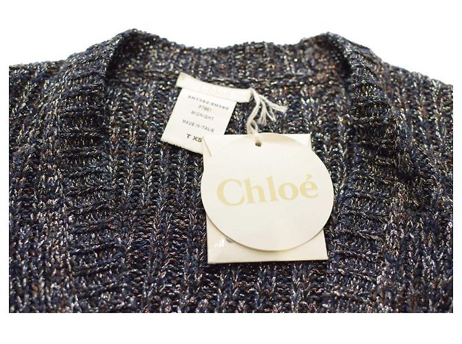 Chloé Strickjacke aus Seidenmischung Mitternachtsblau XS - Ansicht 3