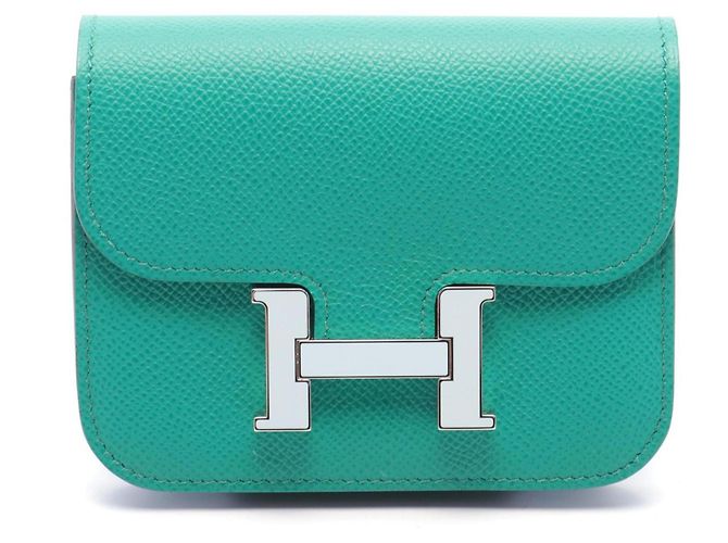 Hermès Billetera bi-fold Hermes Constance Mint Verde - vista 2
