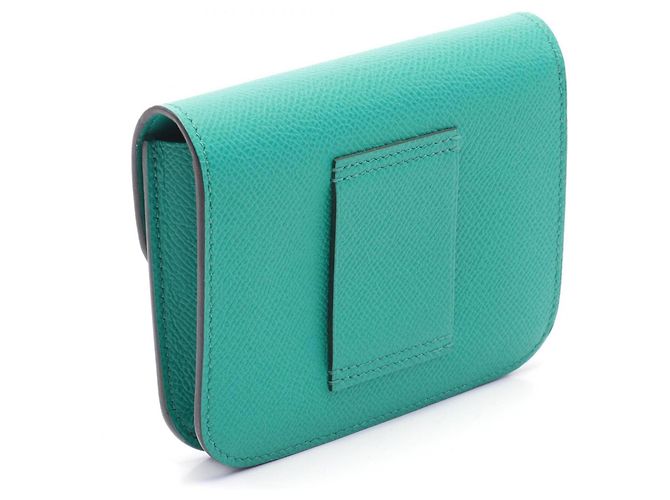 Hermès Billetera bi-fold Hermes Constance Mint Verde - vista 3