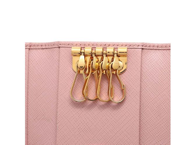 Llaveiro de cuero Saffiano de Prada en rosa - vista 5