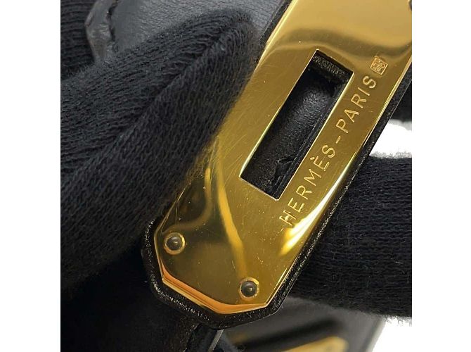 Hermès Cintura Hermes Kelly in pelle box nera e pelle swift Nero - vista 10
