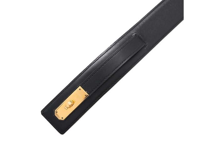 Hermès Cintura Hermes Kelly in pelle box nera e pelle swift Nero - vista 4