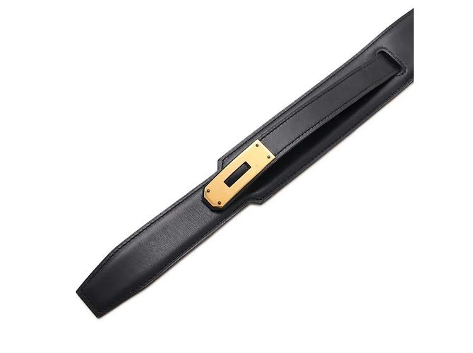 Hermès Cintura Hermes Kelly in pelle box nera e pelle swift Nero - vista 5
