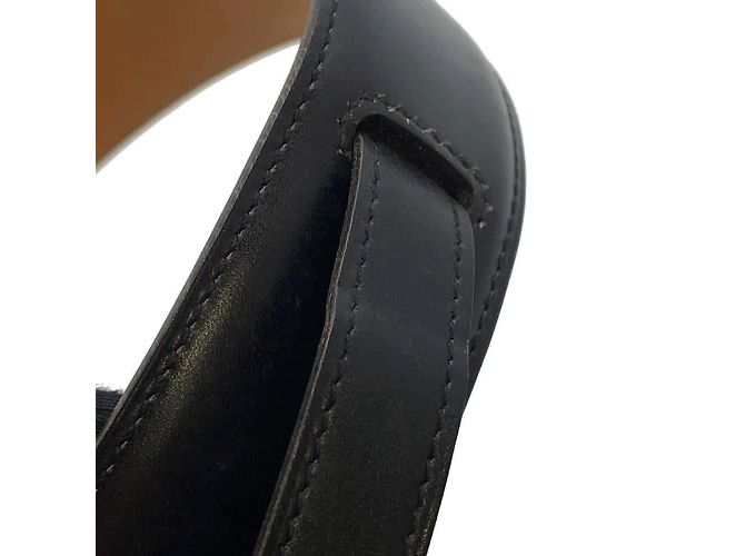 Hermès Cintura Hermes Kelly in pelle box nera e pelle swift Nero - vista 8