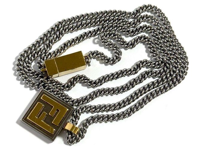 Fendi Men's Necklace Pendant in Palladium & Gold - view 3