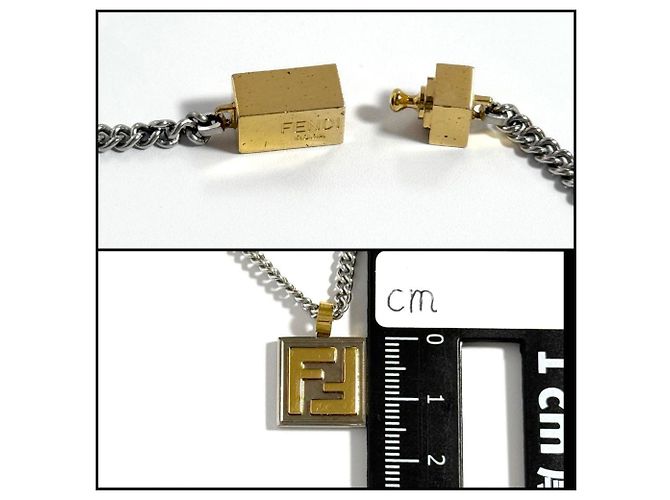 Fendi Men's Necklace Pendant in Palladium & Gold - view 6