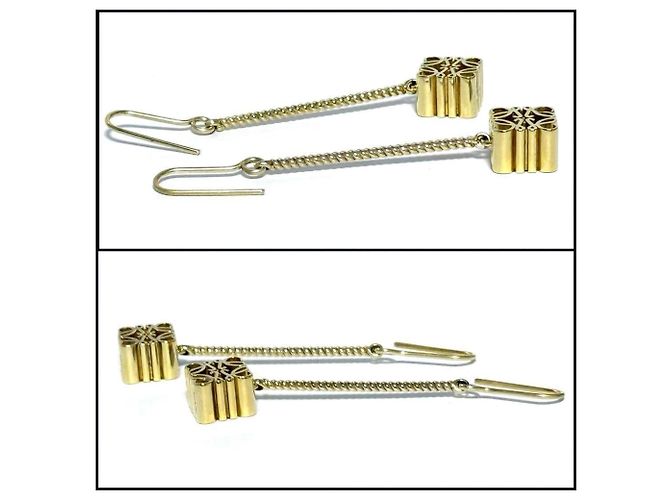 Brincos de gancho com anagrama Loewe para mulheres em ouro Dourado - vista 3