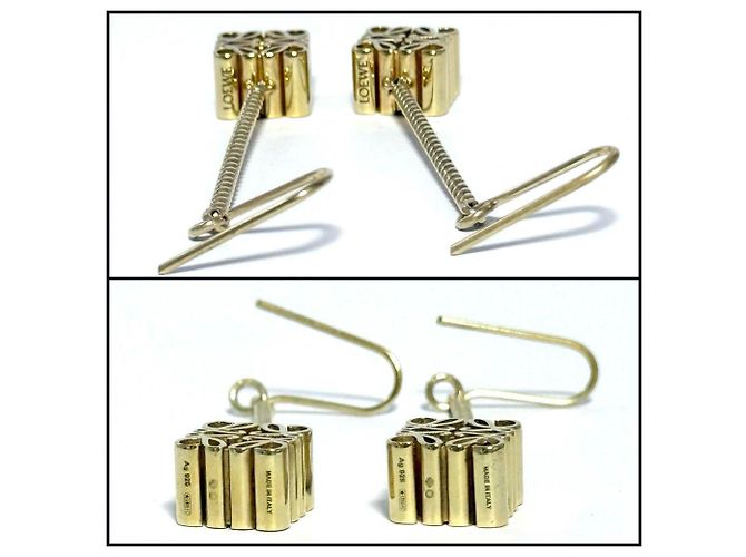Brincos de gancho com anagrama Loewe para mulheres em ouro Dourado - vista 4
