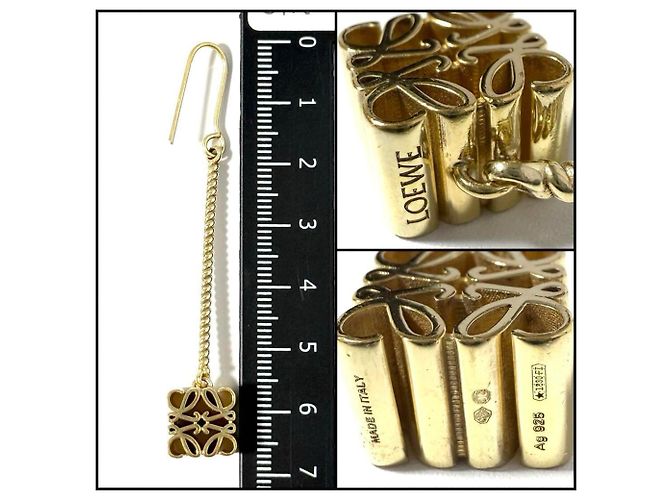 Brincos de gancho com anagrama Loewe para mulheres em ouro Dourado - vista 8