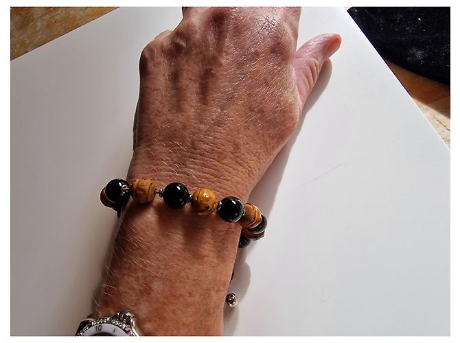 Gucci Pulseira de contas de prata, ônix e bambu Preto Castanho claro - vista 2