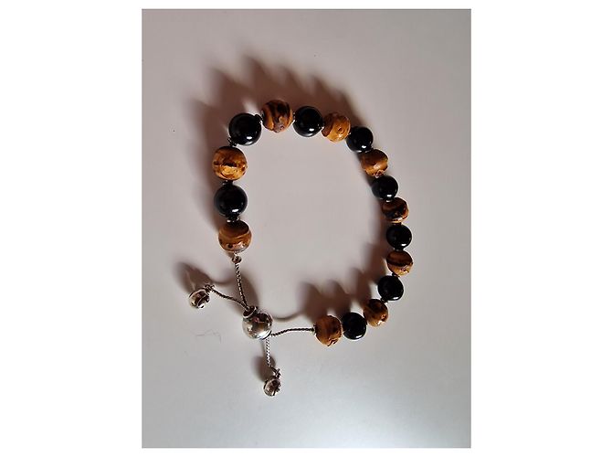 Gucci Pulseira de contas de prata, ônix e bambu Preto Castanho claro - vista 3