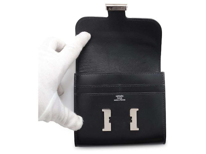 Hermès Portafoglio Compatto Constance Hermes Nero - vista 4