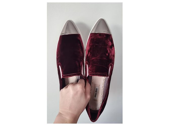 Sneakers/allenatori in velluto bordeaux Miu Miu Bianco Bordò - vista 12
