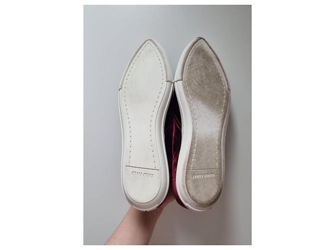 Sneakers/allenatori in velluto bordeaux Miu Miu Bianco Bordò - vista 13