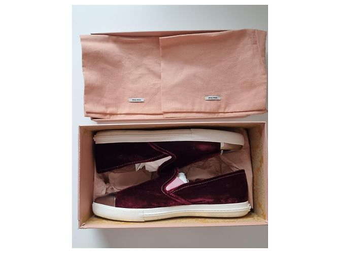 Sneakers/allenatori in velluto bordeaux Miu Miu Bianco Bordò - vista 2