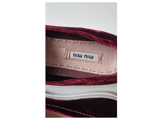 Sneakers/allenatori in velluto bordeaux Miu Miu Bianco Bordò - vista 6