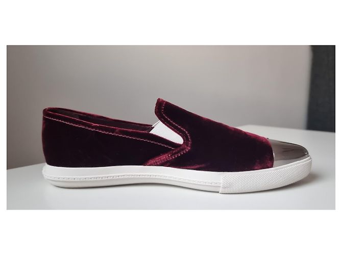 Sneakers/allenatori in velluto bordeaux Miu Miu Bianco Bordò - vista 7