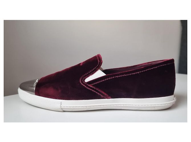 Sneakers/allenatori in velluto bordeaux Miu Miu Bianco Bordò - vista 8