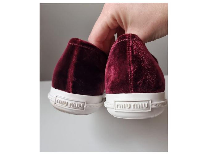 Sneakers/allenatori in velluto bordeaux Miu Miu Bianco Bordò - vista 9