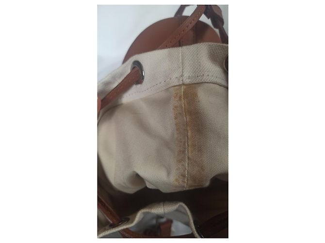 Autre Marque Borsa a secchiello Maison Kitsuné Camel in pelle e cotone Cammello - vista 12