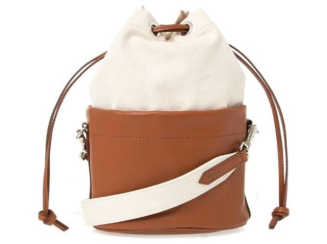 Autre Marque Borsa a secchiello Maison Kitsuné Camel in pelle e cotone Cammello - vista 2