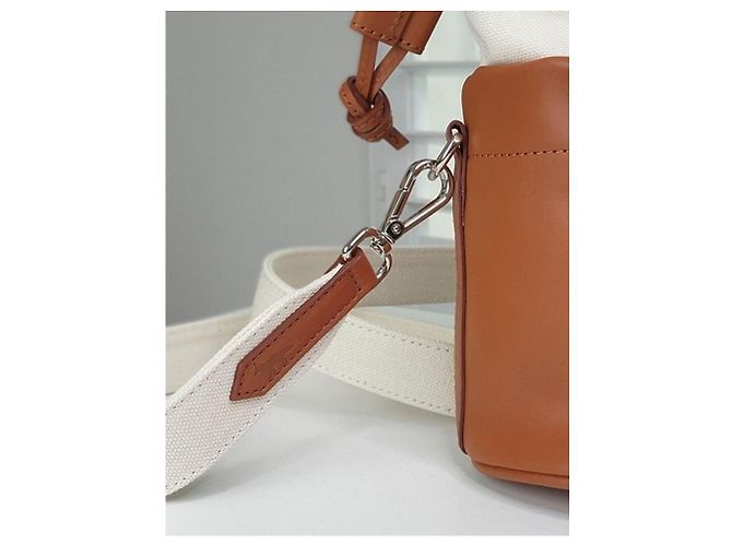 Autre Marque Borsa a secchiello Maison Kitsuné Camel in pelle e cotone Cammello - vista 4