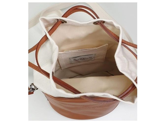 Autre Marque Borsa a secchiello Maison Kitsuné Camel in pelle e cotone Cammello - vista 8