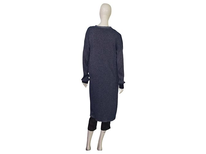 Scotch and Soda Blauer metallischer langer Cardigan L - Ansicht 2