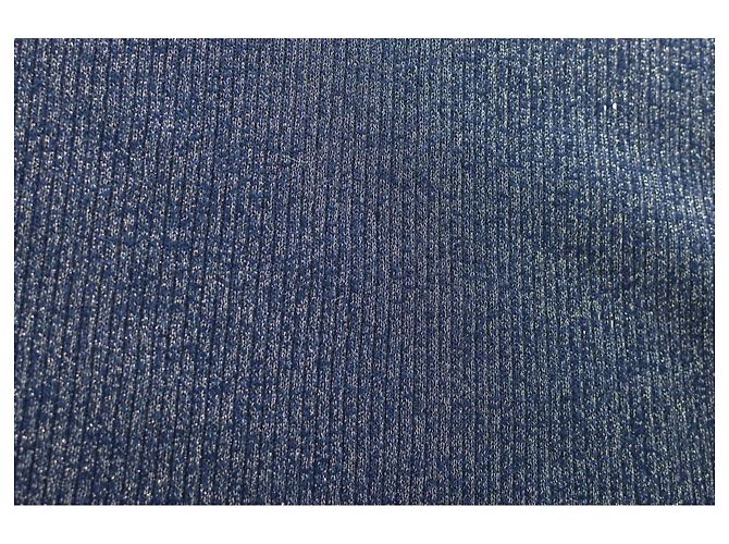 Scotch and Soda Blauer metallischer langer Cardigan L - Ansicht 5