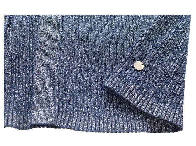 Scotch and Soda Blauer metallischer langer Cardigan L - Ansicht 7