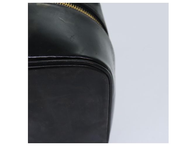 CHANEL COCO Marca Pouch Vanity Pelle verniciata Nera Oro CC Auth bs18347 Nero D'oro - vista 11