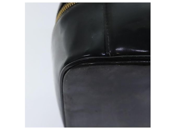 CHANEL COCO Marca Pouch Vanity Pelle verniciata Nera Oro CC Auth bs18347 Nero D'oro - vista 12