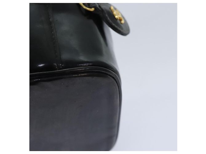 CHANEL COCO Marca Pouch Vanity Pelle verniciata Nera Oro CC Auth bs18347 Nero D'oro - vista 13