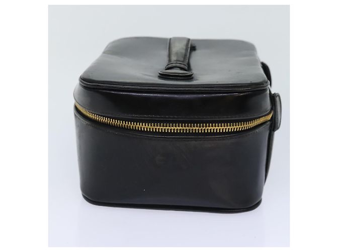 CHANEL COCO Marca Pouch Vanity Pelle verniciata Nera Oro CC Auth bs18347 Nero D'oro - vista 4
