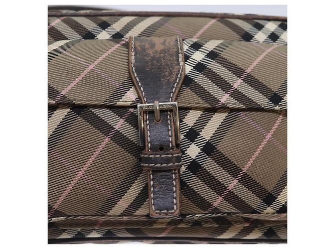 Borsa a spalla Burberry Nova Check Blue Label in nylon marrone Auth ti2105 - vista 15