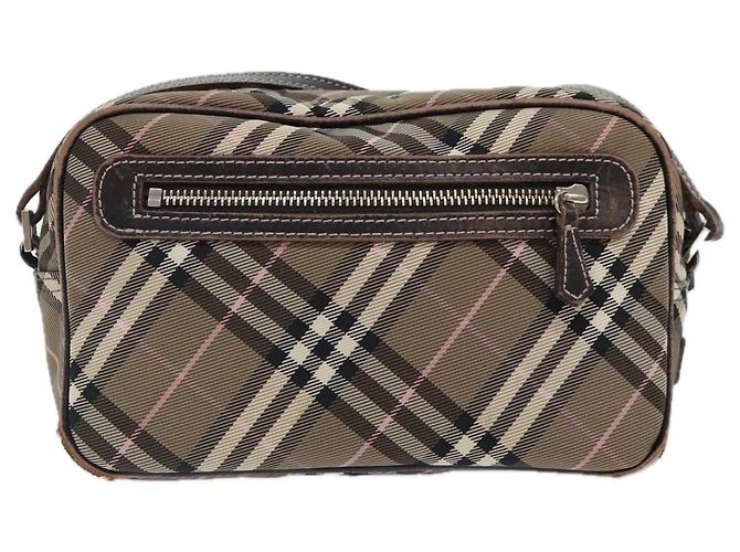 Borsa a spalla Burberry Nova Check Blue Label in nylon marrone Auth ti2105 - vista 3