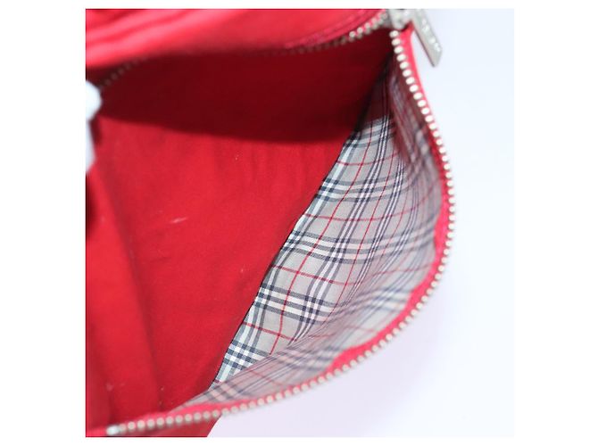Burberry Borsa a spalla in nylon rosso Auth ti2117 - vista 21