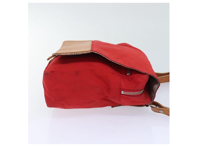Burberry Borsa a spalla in nylon rosso Auth ti2117 - vista 4