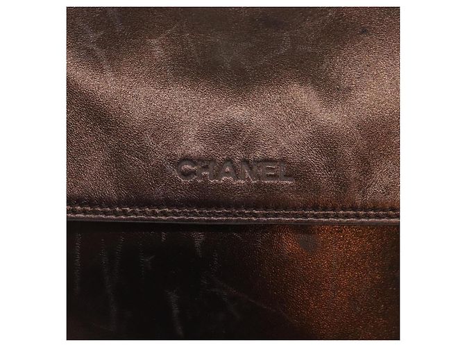 Borsa a spalla CHANEL in pelle bronzo oro CC Auth 93241 D'oro - vista 14