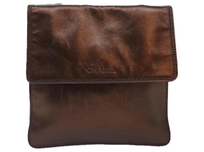 Borsa a spalla CHANEL in pelle bronzo oro CC Auth 93241 D'oro - vista 2