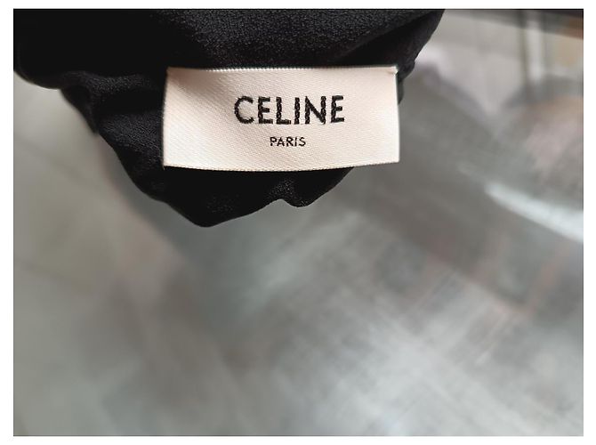 Vestido oversized preto de viscose e acetato Céline - vista 2