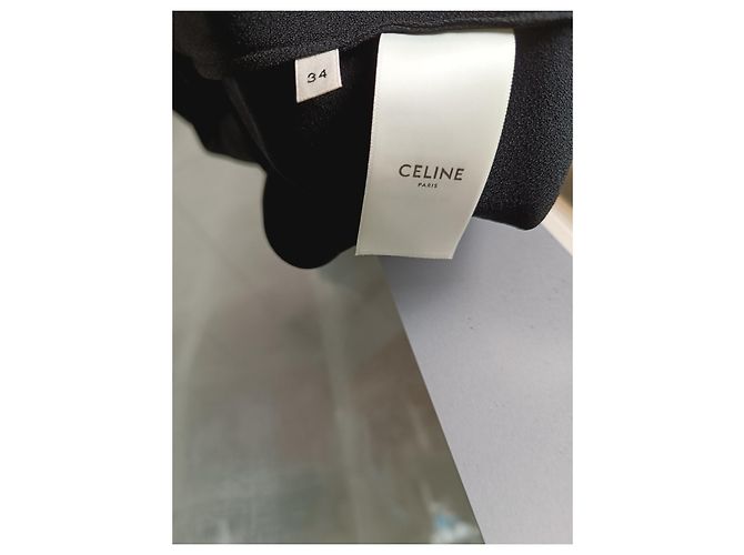 Vestido oversized preto de viscose e acetato Céline - vista 3