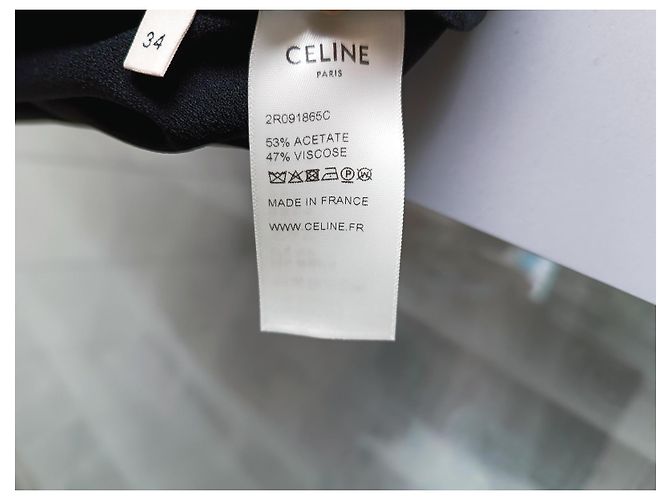 Vestido oversized preto de viscose e acetato Céline - vista 4