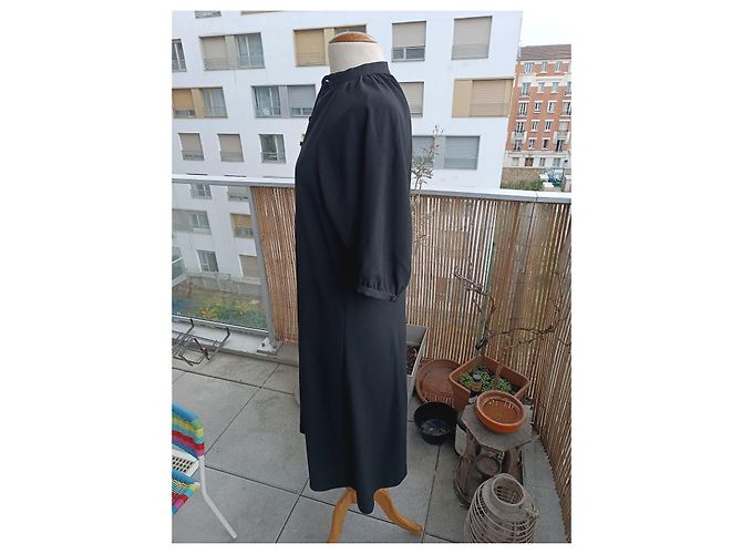 Vestido oversized preto de viscose e acetato Céline - vista 7