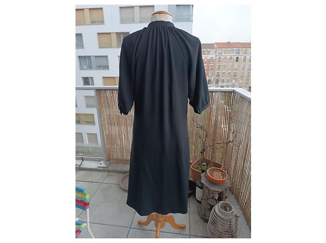 Vestido oversized preto de viscose e acetato Céline - vista 9