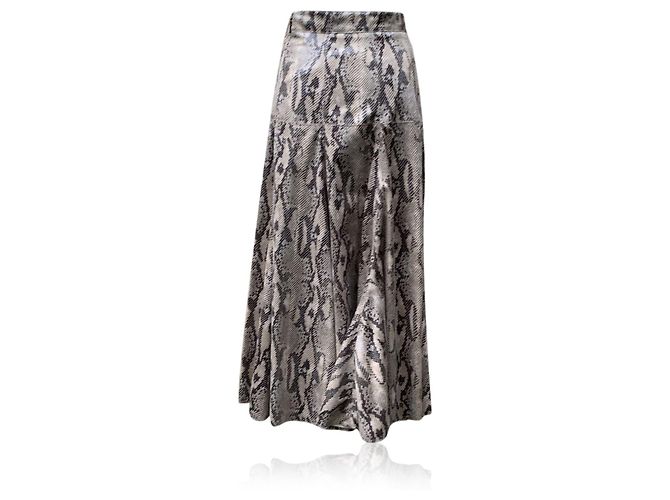 Msgm Falda larga Milano Beige Gloss Animalier estampado de serpiente talla 42 IT - vista 2